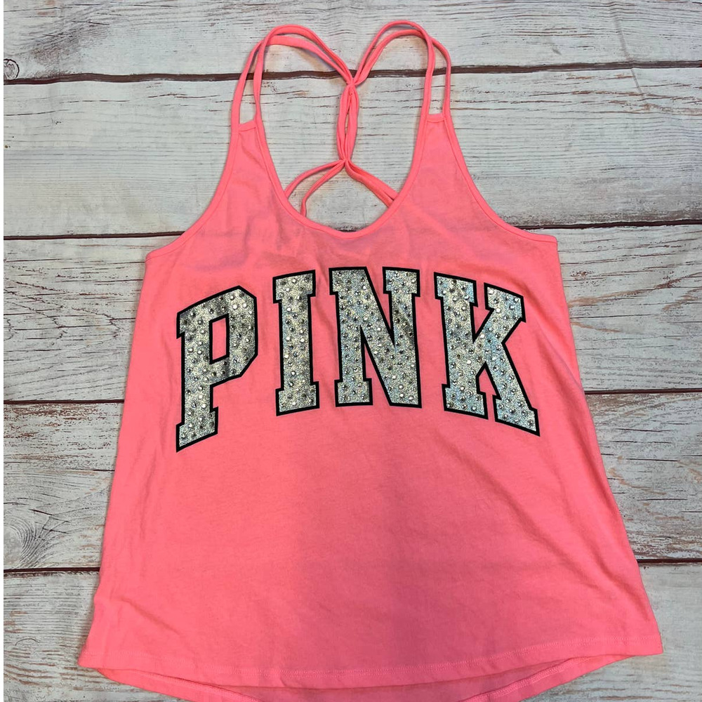 VS PINK Retired Bling Rhinestones Racerback Tank Top XS
